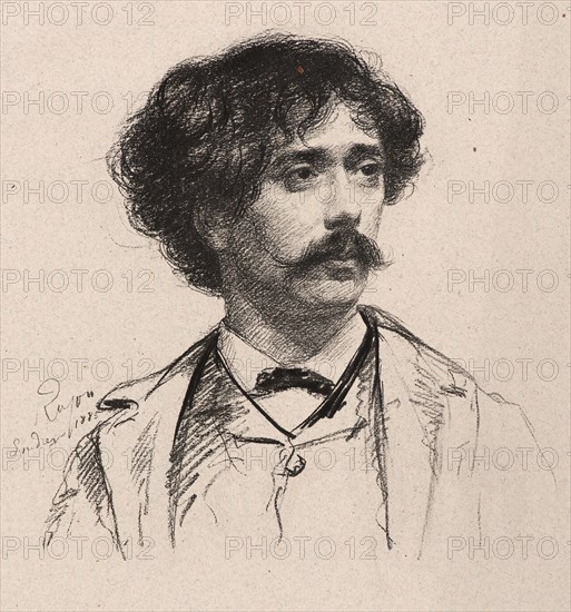 Paul-Adolphe Rajon (French, 1842 - 1888). Portrait of the Spanish Composer and Violinist, Pablo de Sarasate y Navascués, 1885. Photolithograph after drawing.