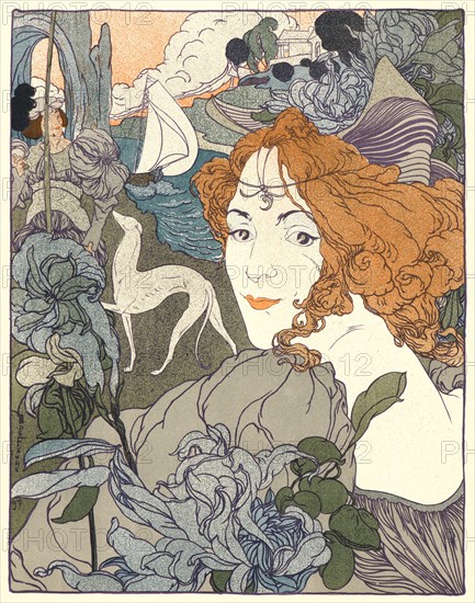 Georges de Feure (French, 1868 - 1943). Homecoming (Retour), 1897. Lithograph printed in five colors on wove paper. Sheet: 405 mm x 308 mm (15.94 in. x 12.13 in.).