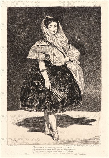Ãâdouard Manet (French, 1832 - 1883). Lola de Valence, 1863. Etching, aquatint, and roulette. Third state.
