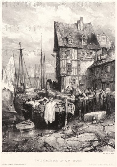 EugÃ¨ne Isabey (French, 1803 - 1886). Intérieur d'un port, 1833. Lithograph on India paper laid down. First state.