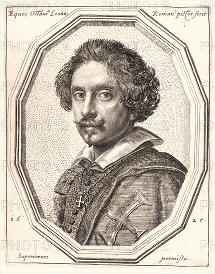 Ottavio Mario Leoni (Italian, 1578 - 1630). Self-Portrait of the Artist as a Knight of Malta, 1625 (probably printed later). Engraving. Plate: 140 mm x 110 mm (5.51 in. x 4.33 in.).