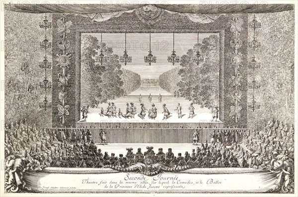 IsraÃ«l Silvestre (French, 1621-1691). Plate from â€úSeconde Journeeâ€ù, 17th century. From Les Plaisirs de l'Isle Enchantée, ou les Festes, et Divertissements du Roy, Ã  Ve. Engraving. Plate: 279 mm x 425 mm (10.98 in. x 16.73 in.).