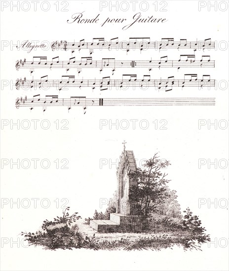 Alois Senefelder (German, 1771 - 1834). A Pen Drawing and Musical Notes, from â€úReceuil Papryographiqueâ€ù, 1820. From Premiers Essais de l'impression chimique sur cartons lithographiques.... Pen lithograph.