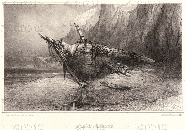 EugÃ¨ne Isabey (French, 1803 - 1886). Stranded Brig, 19th century. Lithograph. First of three states.