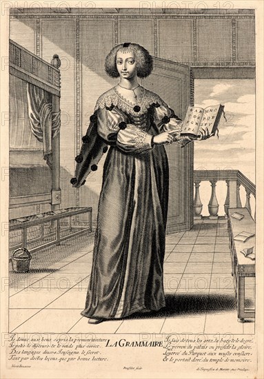 Gilles Rousselet (French, 1610-1686) after Grégoire Huret (French, 1606 - 1670). Grammar, 17th century. From The Seven Liberal Arts (Artes Liberales). Engraving.
