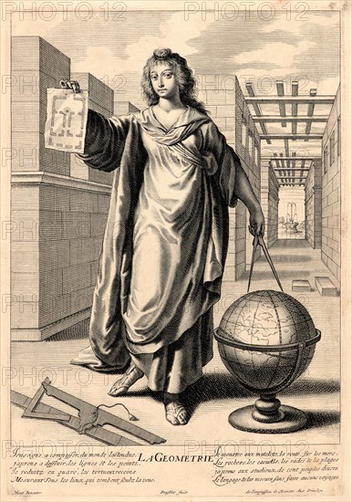 Gilles Rousselet (French, 1610-1686) after Grégoire Huret (French, 1606 - 1670). Geometry, 17th century. From The Seven Liberal Arts (Artes Liberales). Engraving.