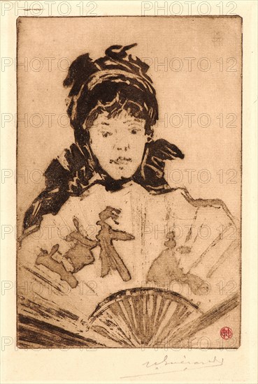 Henri Charles Guérard (French, 1846 - 1897). Lady with a Fan, ca. 1878-1896. Aquatint.