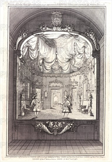 Alamanno Lupari Isolani (Italian, 1686 - 1733). Scene from the Tragedy â€úRodoguneâ€ù by Pierre Corneille. Engraving.