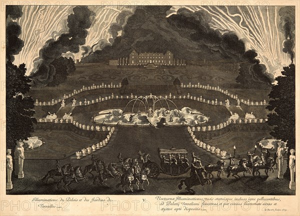 Jean Le Pautre (French, 1618-1682). Illuminations du Palais et de Jardin de Versailles, 1679. From Le Relation de la feste de Versailles du 18 Juillet 1668. Engraving.