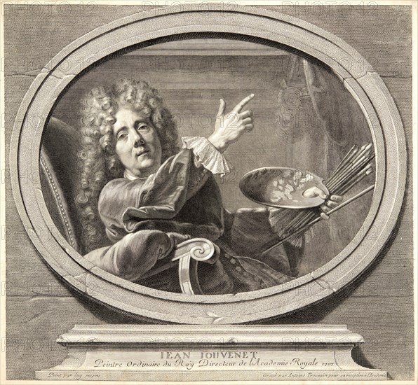 Antoine Trouvain (French, 1656-1708) after Jean-Baptiste Jouvenet (aka Jean Jouvenet) (French, 1644-1717). Portrait of Jean Jouvenet, Painter to the King, Director of the Royal Academy, 1707. Engraving on laid paper. Plate: 335 mm x 365 mm (13.19 in. x 14.37 in.).