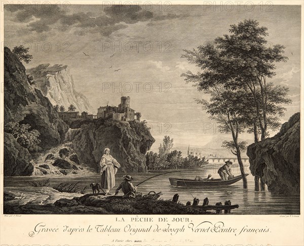Yves-Marie Le Gouaz (French, 1742-1816) after Claude-Joseph Vernet (aka Joseph Vernet I, French, 1714 - 1789). La PÃªche de Jour, ca. 1785- 1800. Etching and engraving on wove paper. Plate: 357 mm x 450 mm (14.06 in. x 17.72 in.).