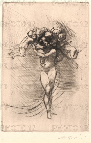 Auguste Rodin (French, 1840 - 1917). Allegory of Spring (Le Printemps), ca. 1883. Drypoint on laid paper. Plate: 148 mm x 99 mm (5.83 in. x 3.9 in.). Only state.