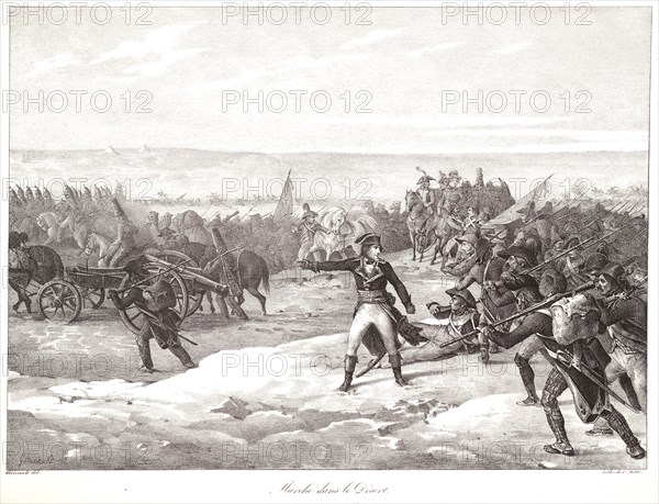 Théodore Géricault (French, 1791 - 1824). March in the Desert (Marche dans le Désert), ca. 1822. Lithograph on wove paper. Image: 291 mm x 402 mm (11.46 in. x 15.83 in.). Second of two states.