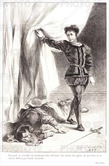 EugÃ¨ne Delacroix (French, 1798 - 1863). Hamlet: Vraiment ce conseiller..., 1834-1843. From Hamlet. Lithographs.