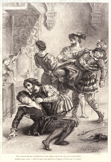 EugÃ¨ne Delacroix (French, 1798 - 1863). Hamlet: Ah! je meurs..., 1834-1843. From Hamlet. Lithographs.