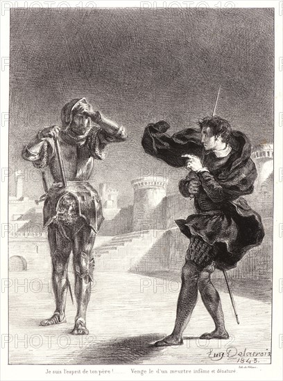 EugÃ¨ne Delacroix (French, 1798 - 1863). Hamlet: Je suis l'esprit..., 1834-1843. From Hamlet. Lithographs.