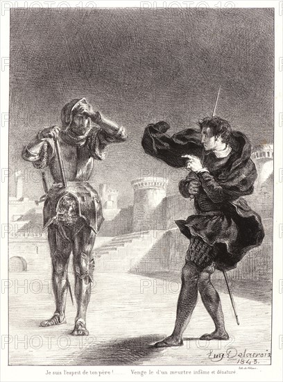 Eugène Delacroix (French, 1798 - 1863). Hamlet: Je suis l'esprit..., 1834-1843. From Hamlet. Lithographs.