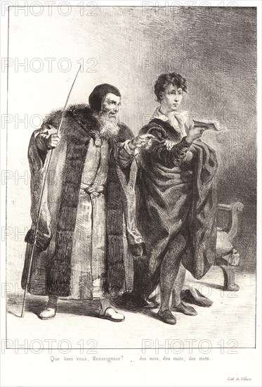EugÃ¨ne Delacroix (French, 1798 - 1863). Hamlet: Que lisez vous..., 1834-1843. From Hamlet. Lithographs.