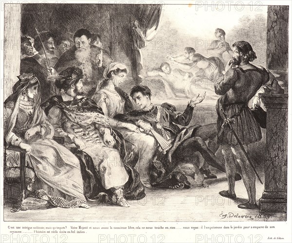EugÃ¨ne Delacroix (French, 1798 - 1863). Hamlet: C'est une intrigue..., 1834- 1843. From Hamlet. Lithographs.