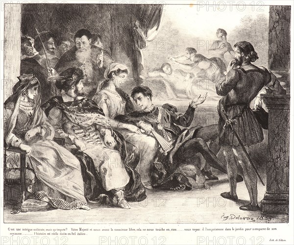 Eugène Delacroix (French, 1798 - 1863). Hamlet: C'est une intrigue..., 1834- 1843. From Hamlet. Lithographs.