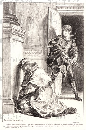 EugÃ¨ne Delacroix (French, 1798 - 1863). Hamlet: A présent je puis..., 1834- 1843. From Hamlet. Lithographs.