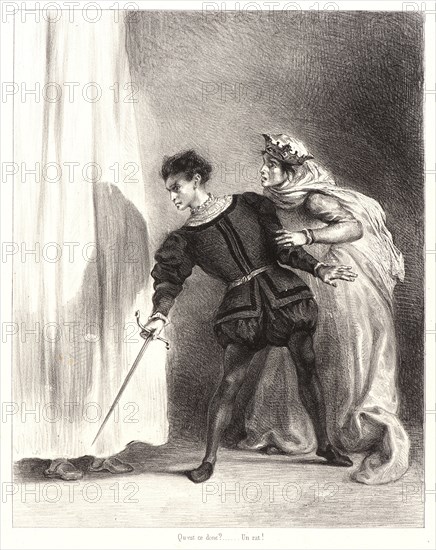 EugÃ¨ne Delacroix (French, 1798 - 1863). Hamlet: Qu'est ce donc?, 1834-1843. From Hamlet. Lithographs.
