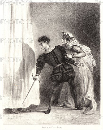 Eugène Delacroix (French, 1798 - 1863). Hamlet: Qu'est ce donc?, 1834-1843. From Hamlet. Lithographs.