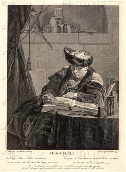 FranÃ§ois Bernard Lépicié (French, 1698-1755) after Jean-Siméon Chardin (French, 1699-1779), depicting Jacques-André-Joseph Aved (French, 1702-1766). The Whisperer (Le Soufleur), 1744. Etching and engraving on laid paper. Plate: 382 mm x 278 mm (15.04 in. x 10.94 in.). Only state.