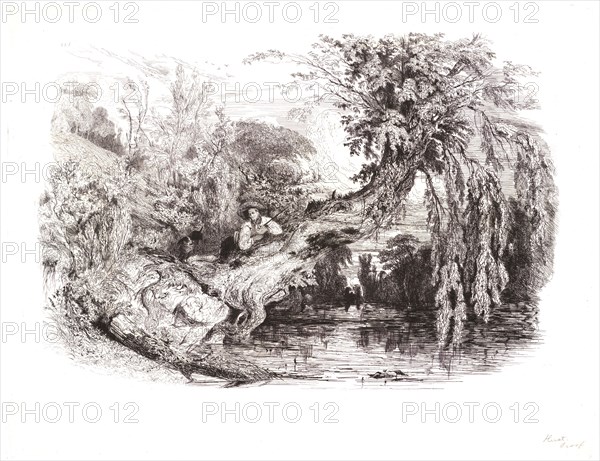 Paul Huet (French, 1803 - 1869). The Poacher (Le Braconnier), 1834. Etching on white laid paper. Plate: 277 mm x 360 mm (10.91 in. x 14.17 in.). First state.