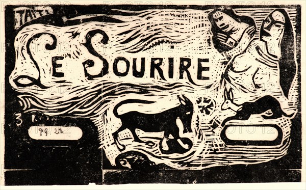 Paul Gauguin (French, 1848 - 1903). Titre pour â€úLe Sourireâ€ù, ca. 1900. Woodcut on thin Japanese paper. Image: 102 mm x 183 mm (4.02 in. x 7.2 in.). Third of three states.