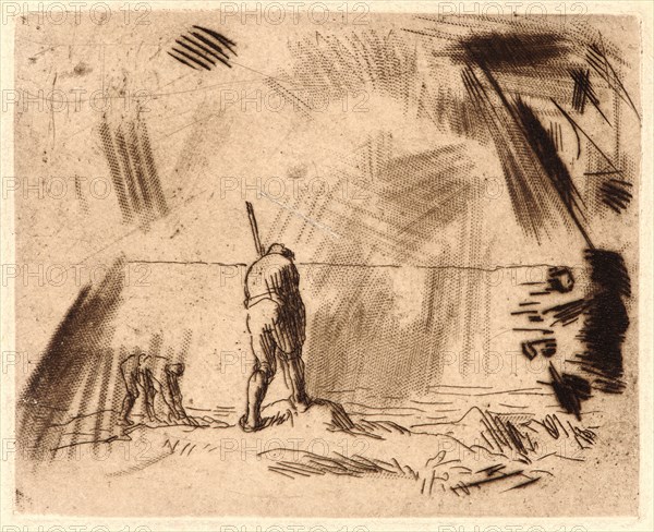 Jean-FranÃ§ois Millet (French, 1814 - 1875). Seaweed Gatherers (Ramasseurs de Varech), ca. 1848-1850. Etching, roulette, and drypoint printed in brown ink on laid paper. Plate: 101 mm x 124 mm (3.98 in. x 4.88 in.). Only state.