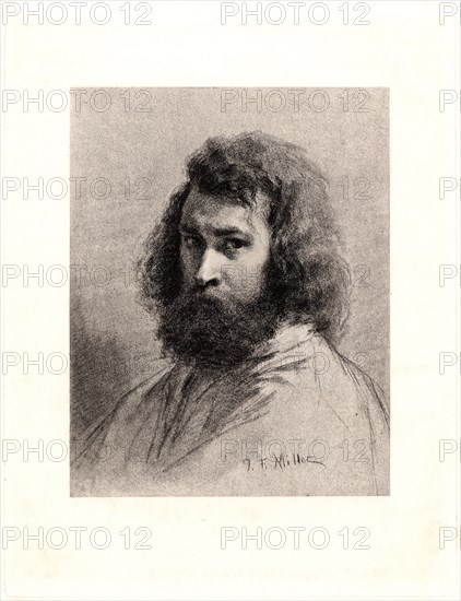 Jean-FranÃ§ois Millet (French, 1814 - 1875). Self-Portrait of Jean-FranÃ§ois Millet, ca. 1846. Heliogravure after a charcoal drawing of 1846 on wove paper. Image: 186 mm x 147 mm (7.32 in. x 5.79 in.).