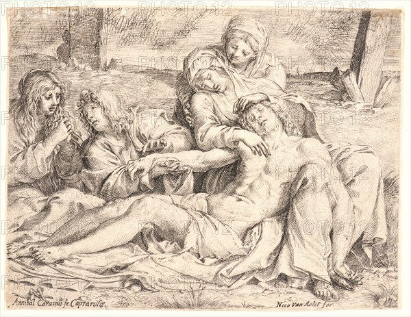 Annibale Carracci (Italian, 1560 - 1609). Lamentationâ€îChrist of Caprarola, 1597. Etching and engraving.