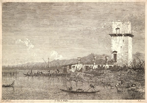 Canaletto (aka Antonio Canale) (Italian, 1697 - 1768). Tower of Malghera (La Torre de Malghera), 18th century. Second state.