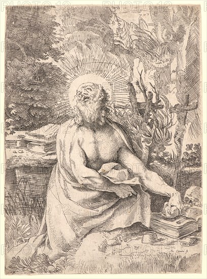 Annibale Carracci (Italian, 1560 - 1609). St. Jerome in the Wilderness, ca. 1591. Etching. Plate: 255 mm x 188 mm (10.04 in. x 7.4 in.). Second state.