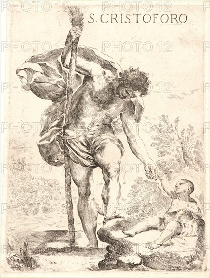 Francesco Amato (Italian, Genoa, active 17th century). St. Christopher, ca. 1650. Etching. Second state.