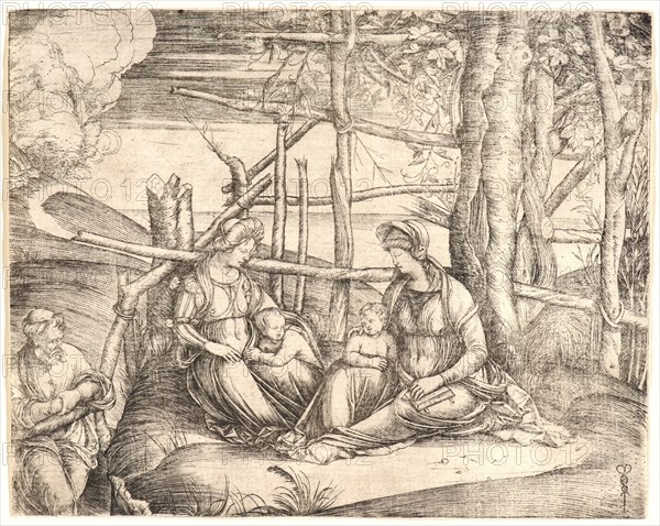 Jacopo de' Barbari (Italian, ca. 1460/1470 â€ì ca. 1516). Holy Family with Saint Elizabeth. Engraving.