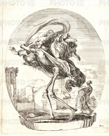 Stefano Della Bella (Italian, 1610 - 1664). La Mort emportant sur son epaule droite une femme, 1648. From The Dance of Death (Les cinq Morts). Etching. Third of four states.