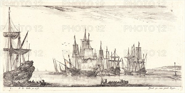 Stefano Della Bella (Italian, 1610 - 1664). Plusieurs vaisseaux en rade, 1644. From Divers Embarquements. Etching on laid paper. Only state.