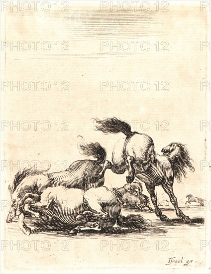 Stefano Della Bella (Italian, 1610 - 1664). Combat de plusieurs chevaux, 1642- 1645. From Divers exercises des cavaliers. Etching on laid paper. Only state.