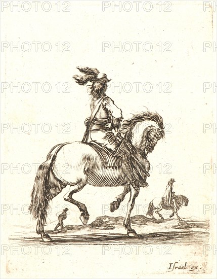 Stefano Della Bella (Italian, 1610 - 1664). Cavalier allant au pas vers la droite, 1642-1645. From Divers exercises des cavaliers. Etching on laid paper. Only state.