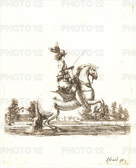 Stefano Della Bella (Italian, 1610 - 1664). Cavalier tourne vers la droite, 1642- 1645. From Divers exercises des cavaliers. Etching on laid paper. Only state.