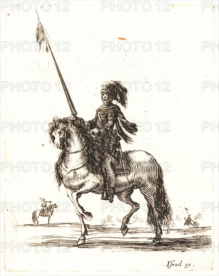 Stefano Della Bella (Italian, 1610 - 1664). Cuirassier sur son cheval, 1642-1645. From Divers exercises des cavaliers. Etching on laid paper. Only state.