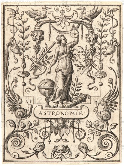 Etienne Delaune (aka Ãâtienne Delaune) (French, ca. 1519-1583). Astronomy (L'A`stronomie). From The Sciences. Engraving.