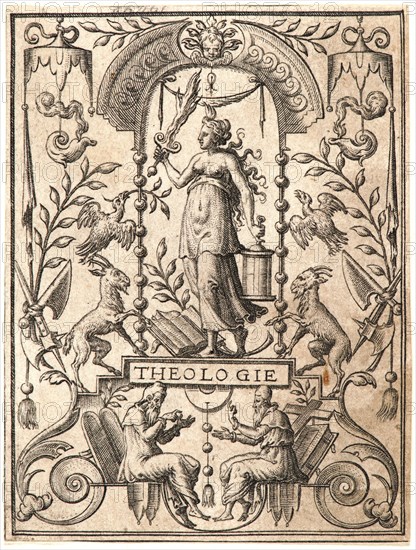 Etienne Delaune (aka Ãâtienne Delaune) (French, ca. 1519-1583). Theology (La Théologie), 16th century. From The Sciences. Engraving.