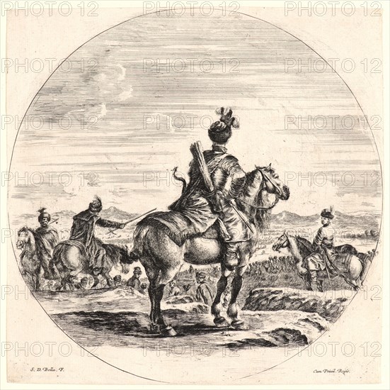 Stefano Della Bella (Italian, 1610 - 1664). Cavalier polonais, avec arc et carquois, 1651. Etching.