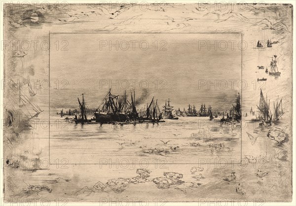 Félix Hilaire Buhot (French, 1847 - 1898). Le Port aux Mouettes, 19th century. Etching, drypoint, and aquatint. Third of four states.