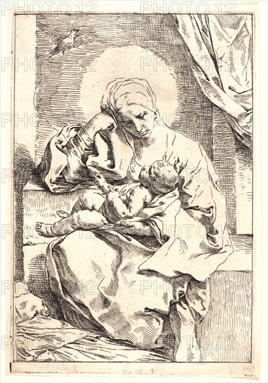 Simone Cantarini (Italian, 1612 - 1648). Virgin and Child, 17th century. Etching. Second of two states.