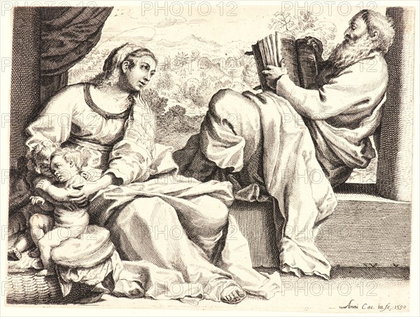 Annibale Carracci (Italian, 1560 - 1609). The Holy Family, 1590. Etching and engraving. Second state.