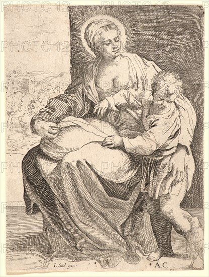 Francesco Brizio (Italian, ca. 1574-1623) after Annibale Carracci (Italian, 1560 - 1609). The Virgin with the White Raven (La ViÃ¨rge du Corbeau Blanc). Etching.